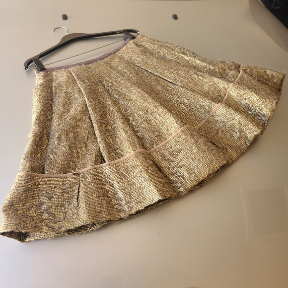 BCBGMaxAzria Dresses & Skirts - Max Azria Gold Brocade Tapestry Pleated Skirt 6